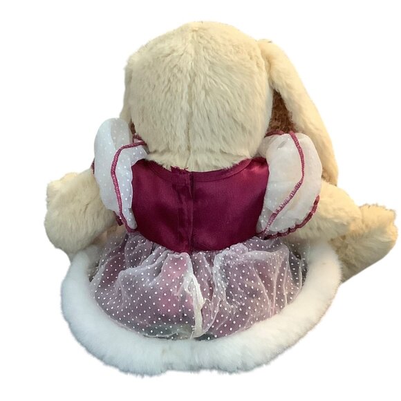 Vtg Pier 1 Imports Hopper Bunny Rabbit Plush Polka Dot Dress Floral Ears Feet 9” - Picture 4 of 5